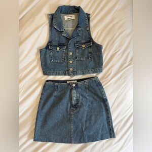 Reformation Abbi Two Piece Denim Skirt & Vest Set - NWOT